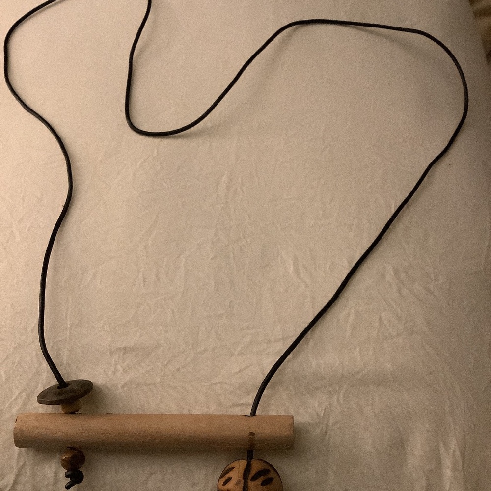 Leather & wood necklace